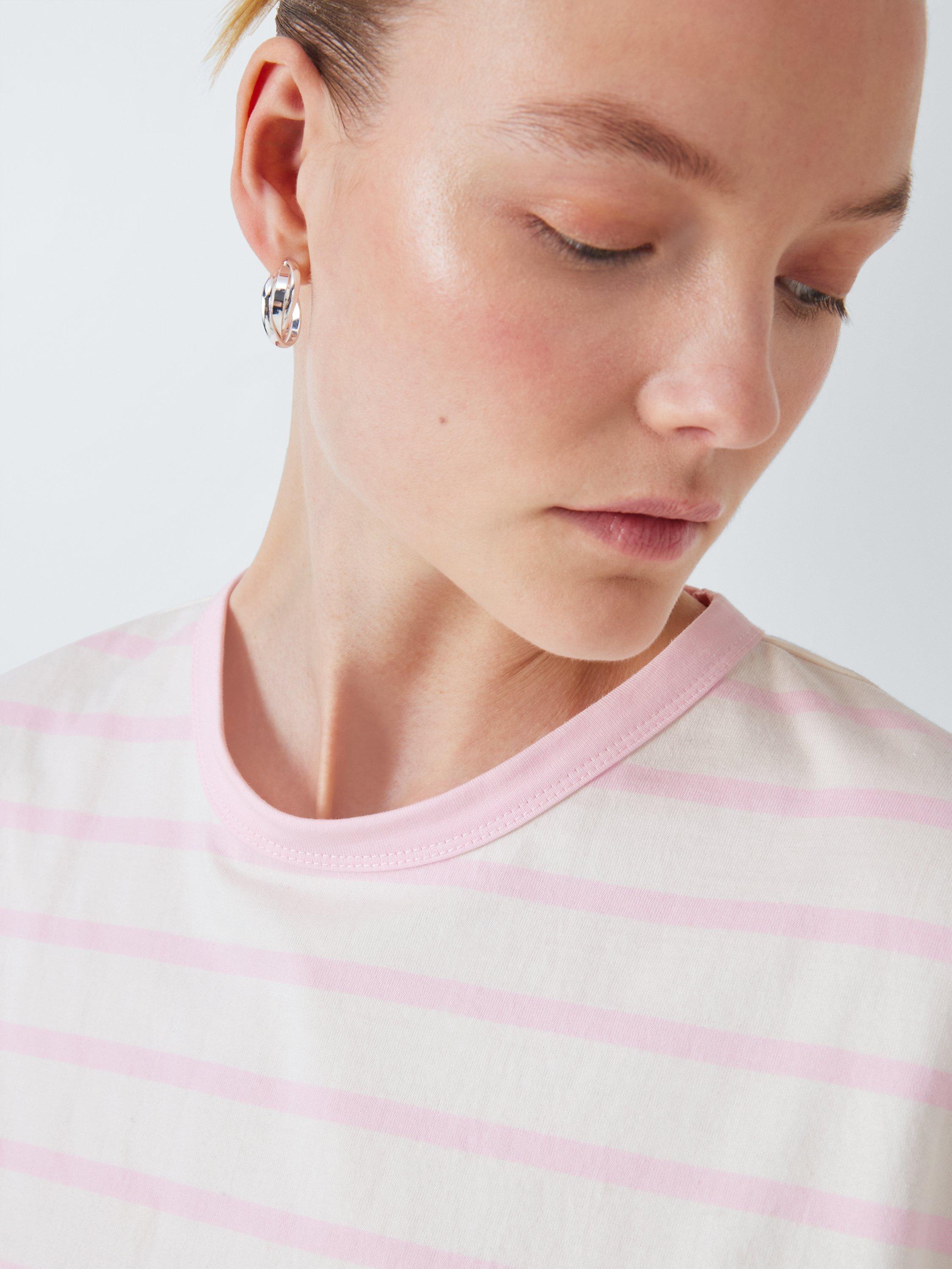 Product image 5 of 6, which shows John Lewis Cotton Stripe T-Shirt, Pink, 12