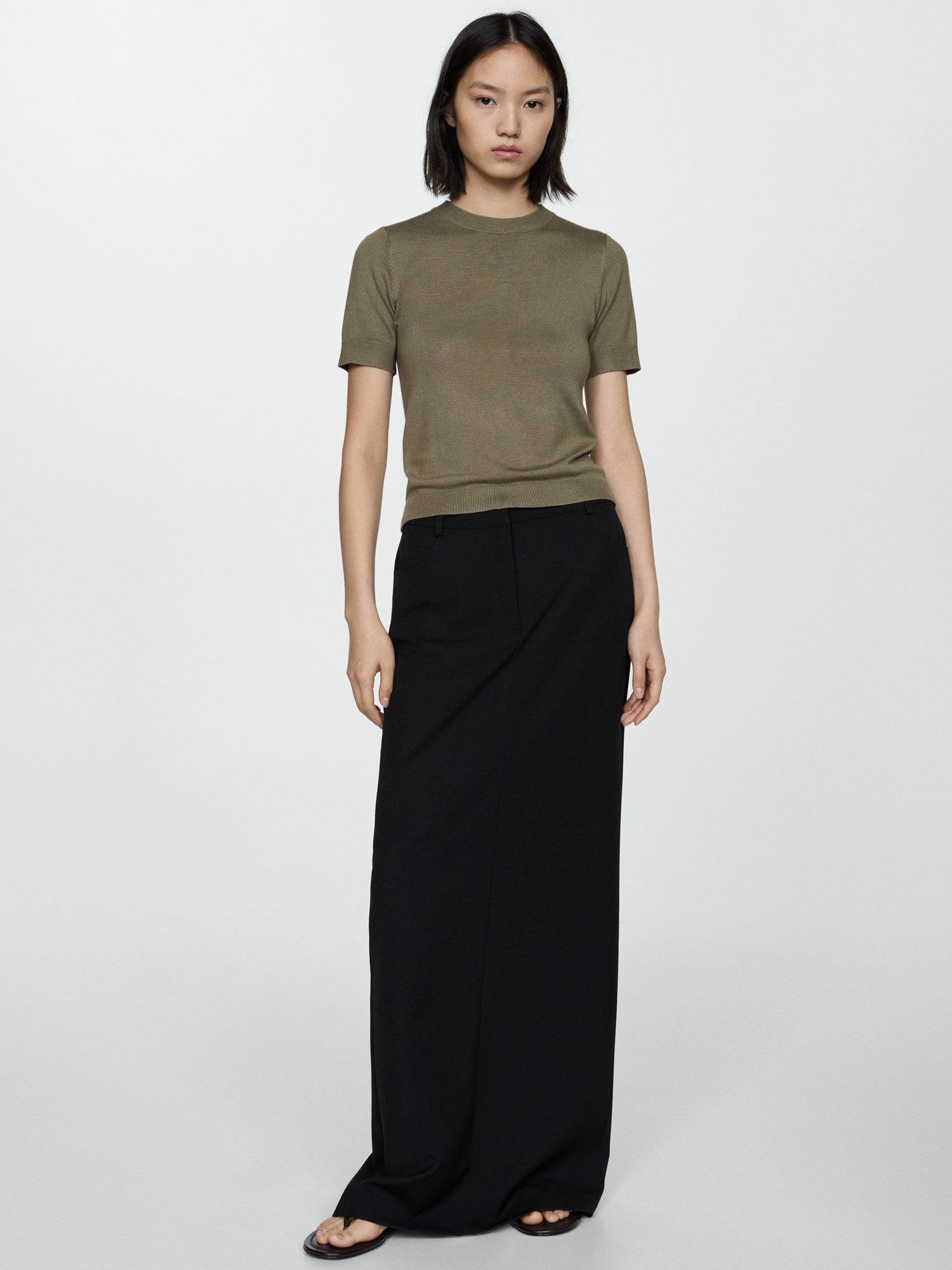 Mango Basic Knit Top, Khaki