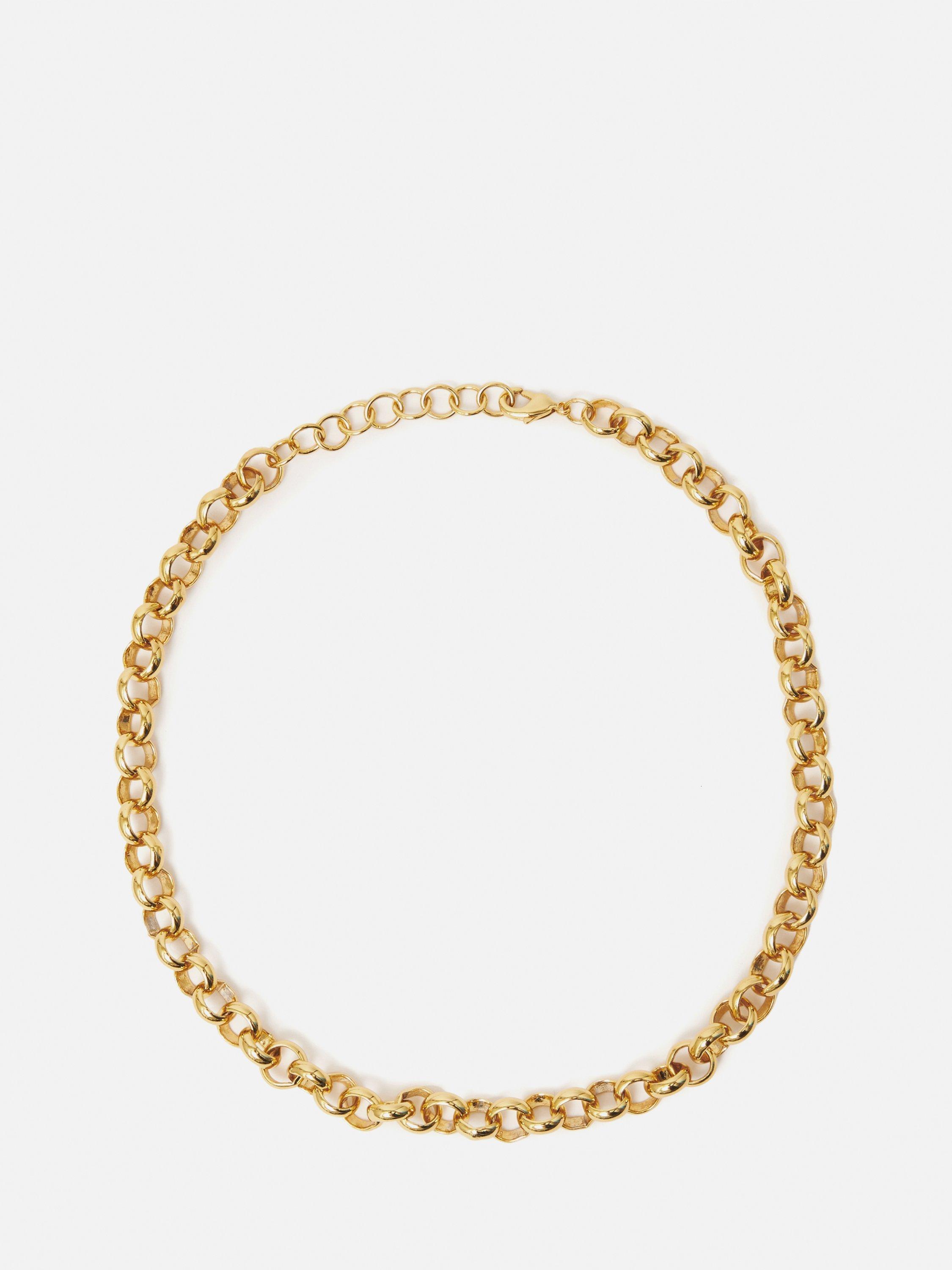 Jigsaw Belcher Chain Necklace, Gold