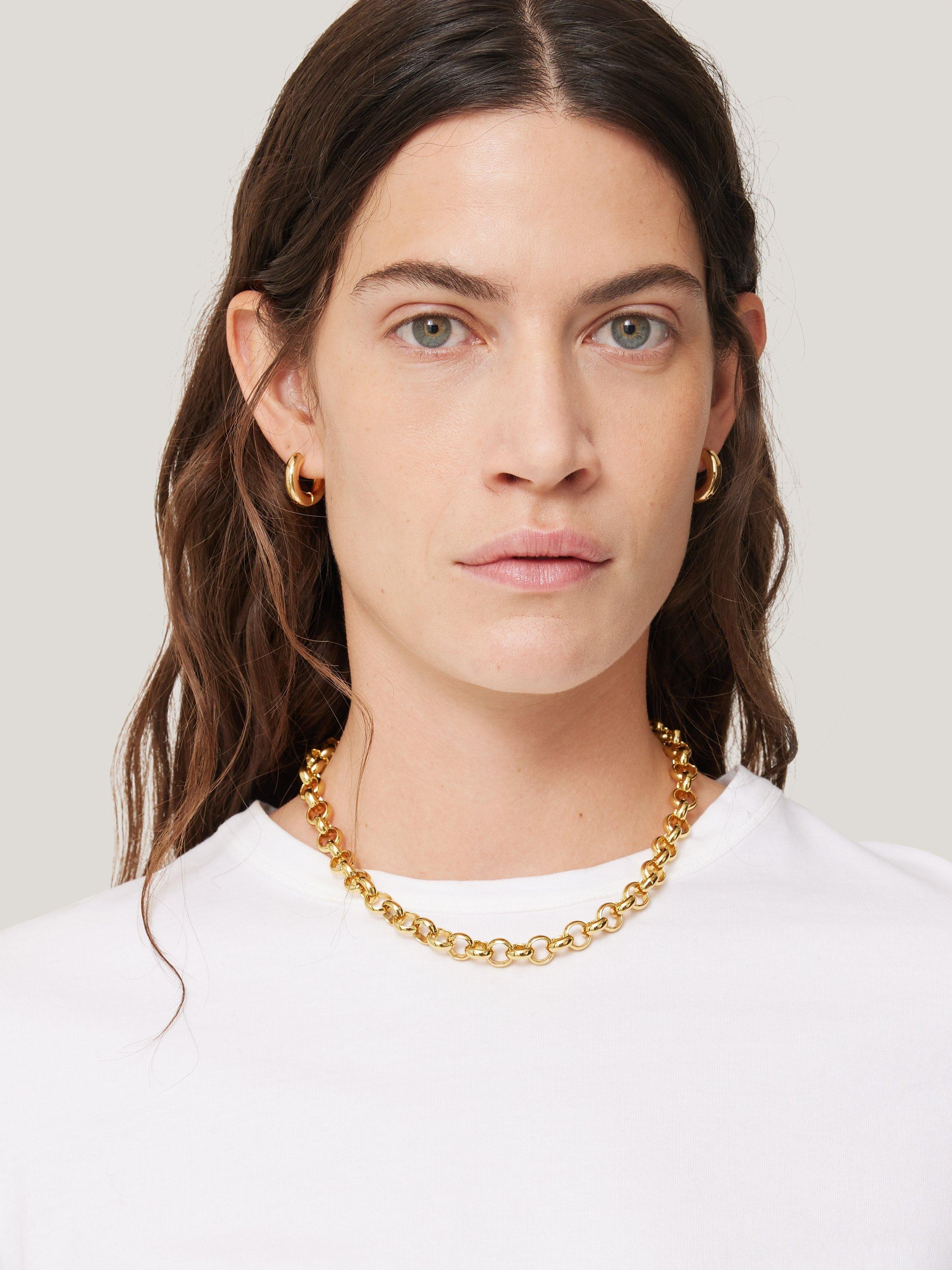 Jigsaw Belcher Chain Necklace, Gold