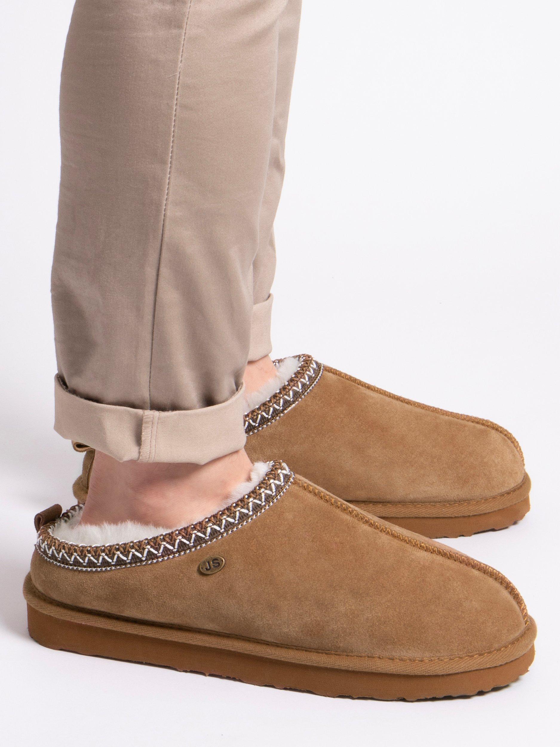 Product image 2 of 6, which shows Just Sheepskin Miles Sheepskin Chunky Mule Slippers, Chestnut, 8