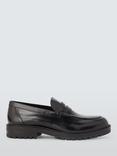 John Lewis Cleated Leather Loafers, Black