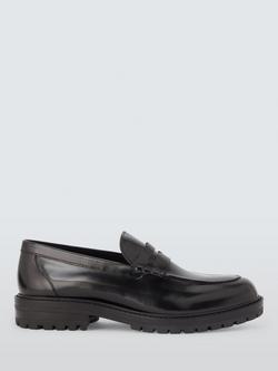 John Lewis Cleated Leather Loafers, Black, Black