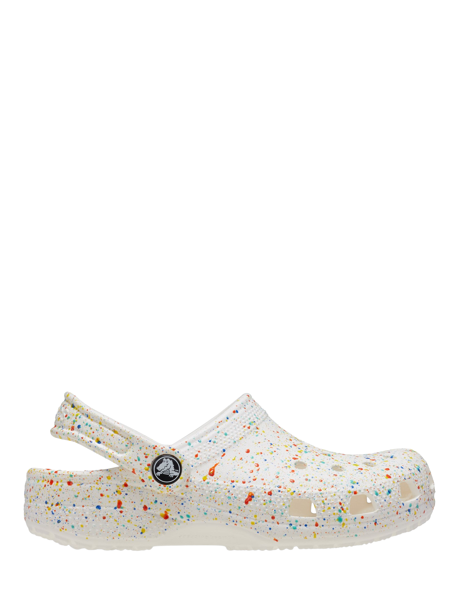 Product image 1 of 6, which shows Crocs Kids' Classic Splat Crocs, White/Multi, 11 Jnr