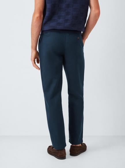 John Lewis Cotton Linen Blend Trousers - view 2, Navy