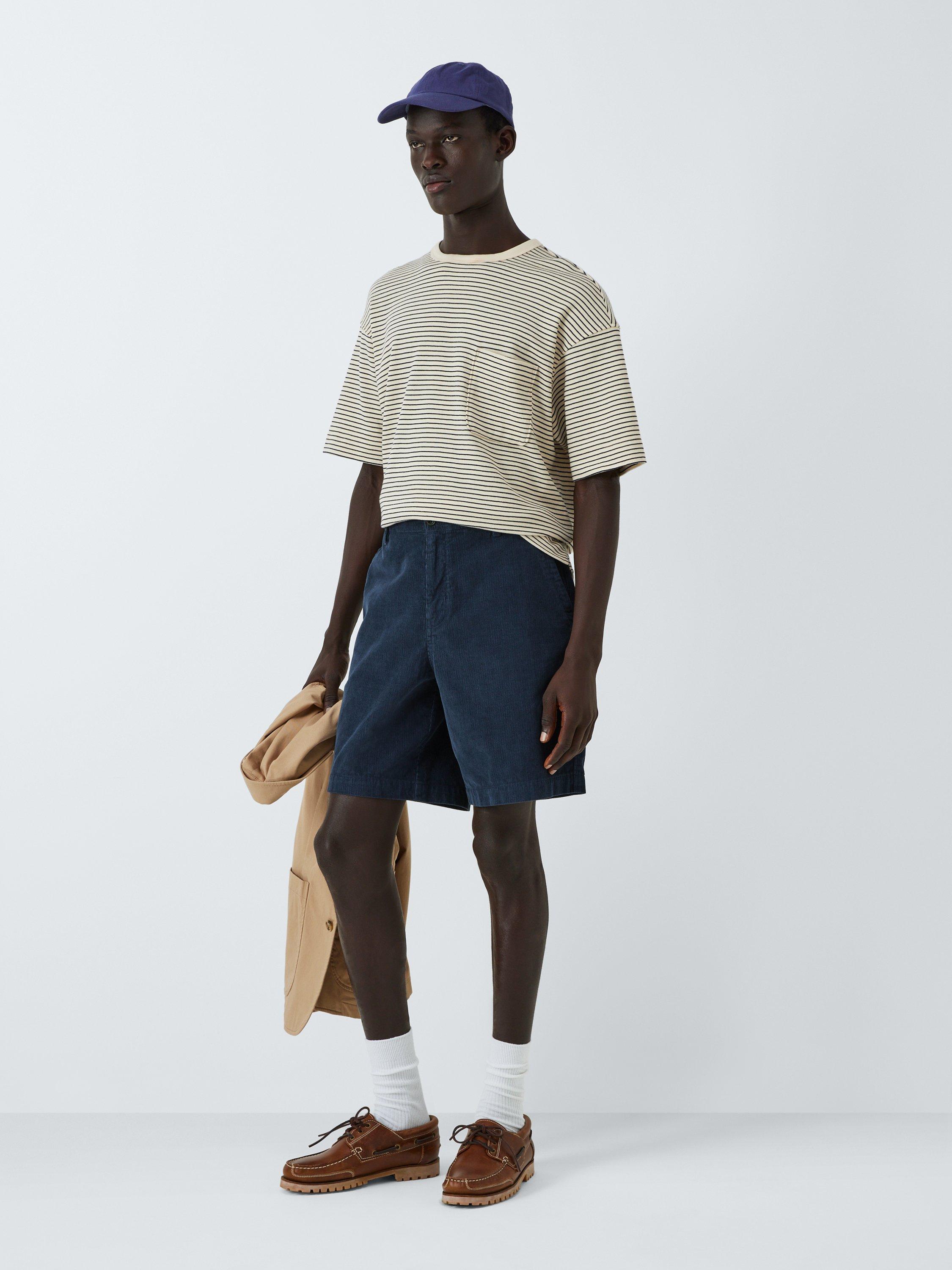 Product image 3 of 6, which shows John Lewis Cotton Cord Chino Shorts, Mood Indigo, 34R