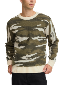 Casual Friday Klaes Crew Neck Camo Knit Top, Deep Depths, Deep Depths