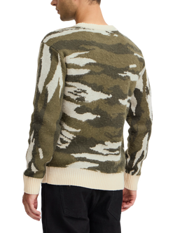 Casual Friday Klaes Crew Neck Camo Knit Top, Deep Depths - view 2, Deep Depths