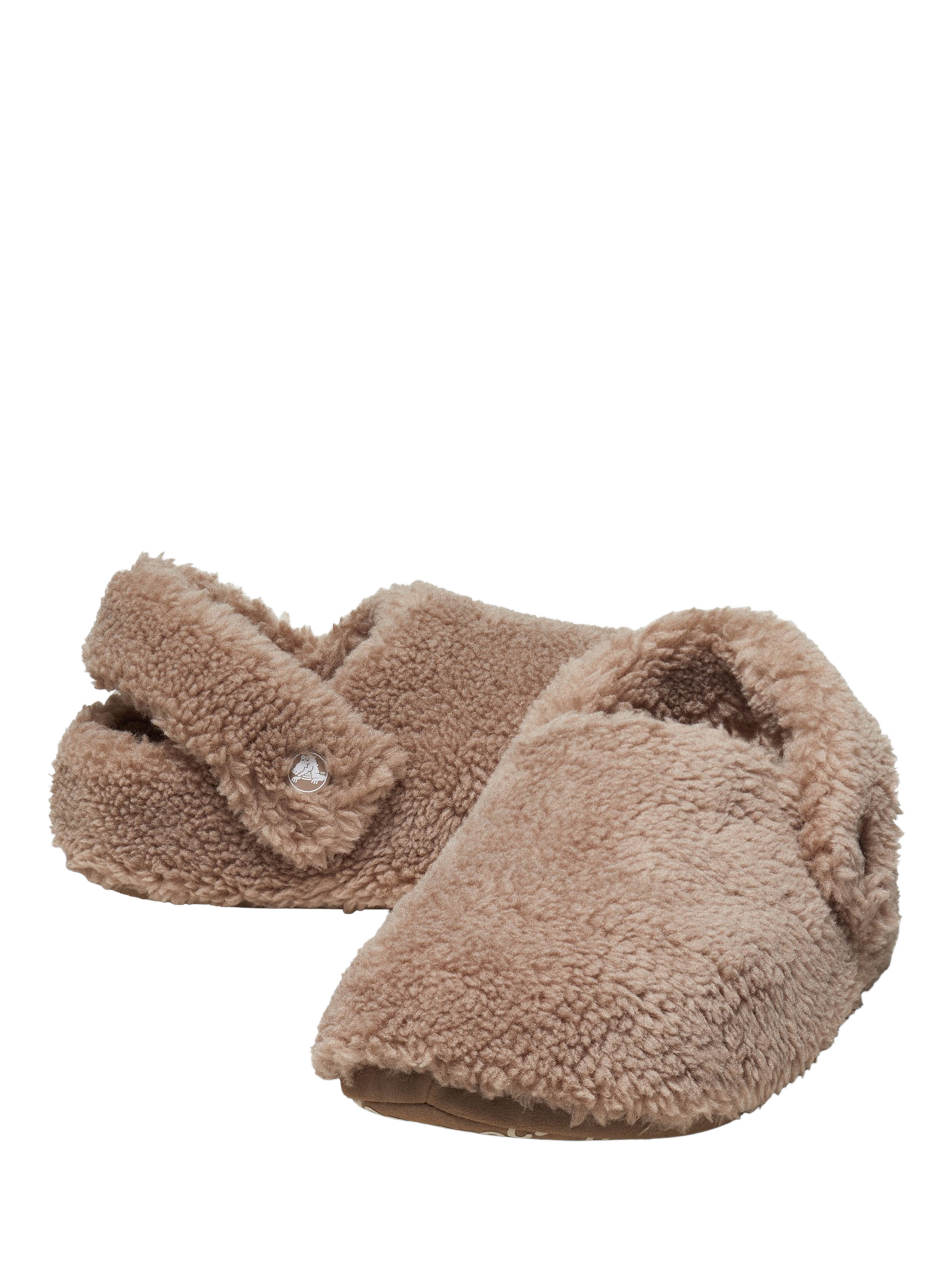Product image 4 of 6, which shows Crocs Classic Cozzzy Faux Fur Slippers, Mushroom, 3