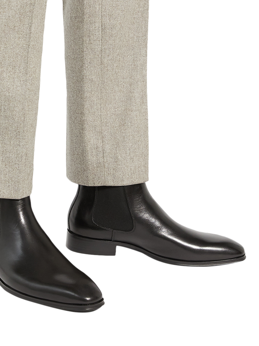 Product image 2 of 6, which shows Dune London Mandatory Wide Fit Leather Chelsea Boots, Black, 6
