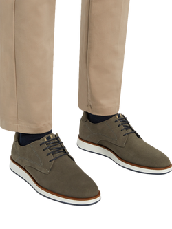 Dune London Wide Fit Beko Perforated Nubuck Derby Shoes - view 2, Grey