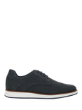 Dune London Wide Fit Beko Perforated Nubuck Derby Shoes, Navy
