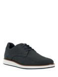 Dune London Wide Fit Beko Perforated Nubuck Derby Shoes, Navy