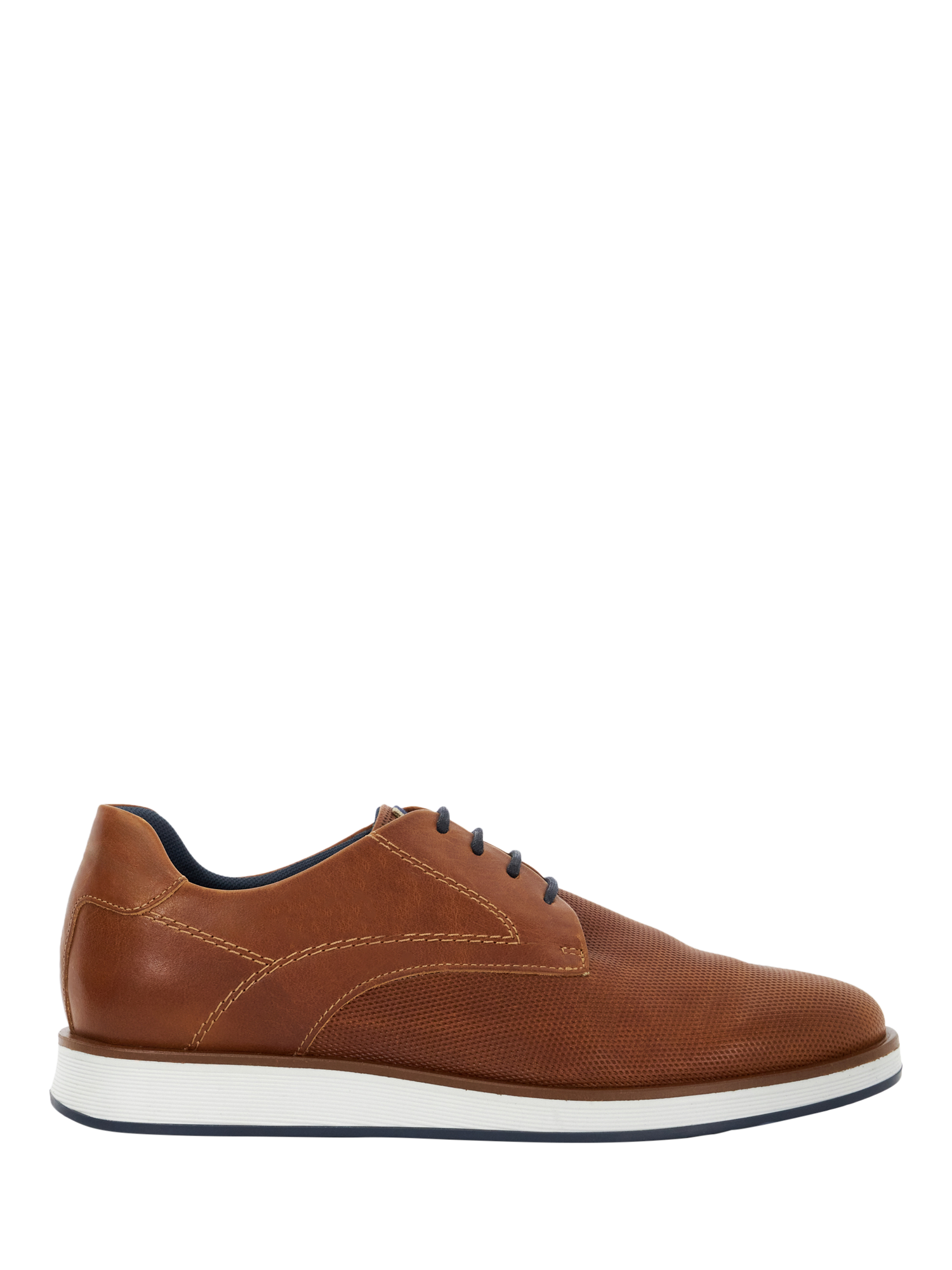 Dune Wide Fit Beko Perforated Leather Gibson Shoes Tan