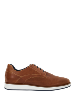 Dune London Wide Fit Beko Perforated Leather Gibson Shoes, Tan, Tan