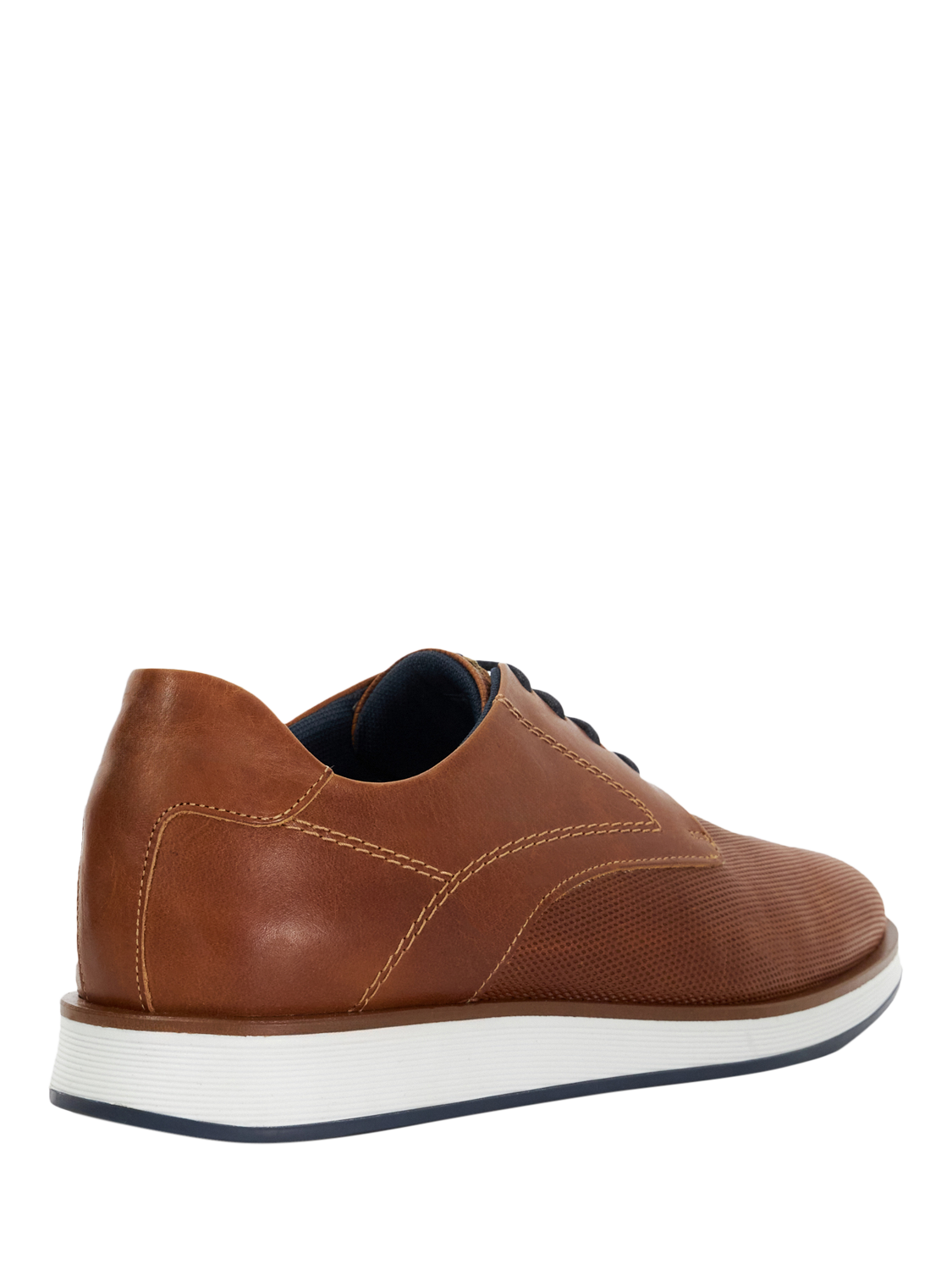 Product image 4 of 6, which shows Dune London Wide Fit Beko Perforated Leather Gibson Shoes, Tan, 6