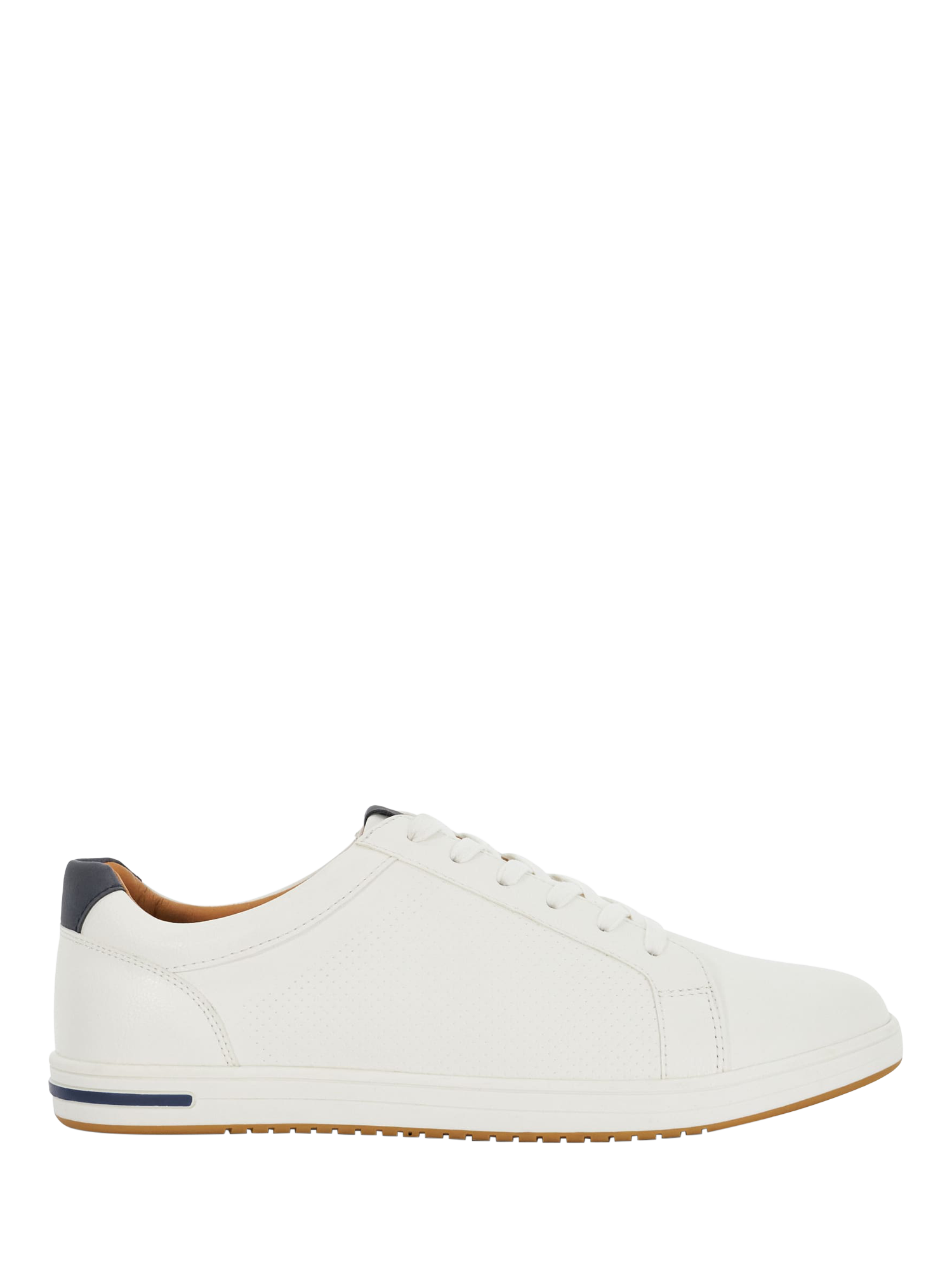 Product image 1 of 6, which shows Dune Tezzy Wide Fit Lace-Up Trainers, White, 6