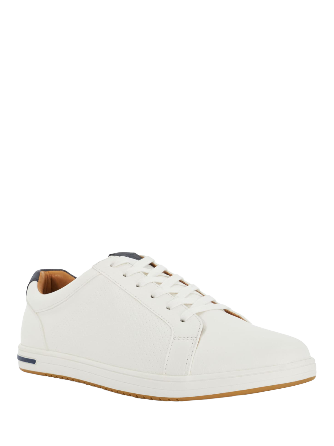 Product image 3 of 6, which shows Dune Tezzy Wide Fit Lace-Up Trainers, White, 6