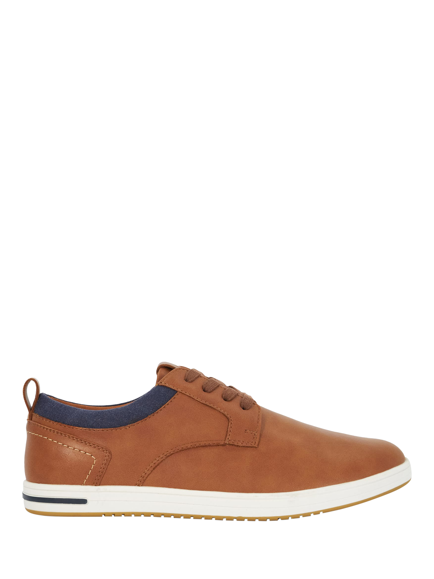 Product image 1 of 5, which shows Dune London Travels Wide Fit Lace-Up Trainers, Tan, 6