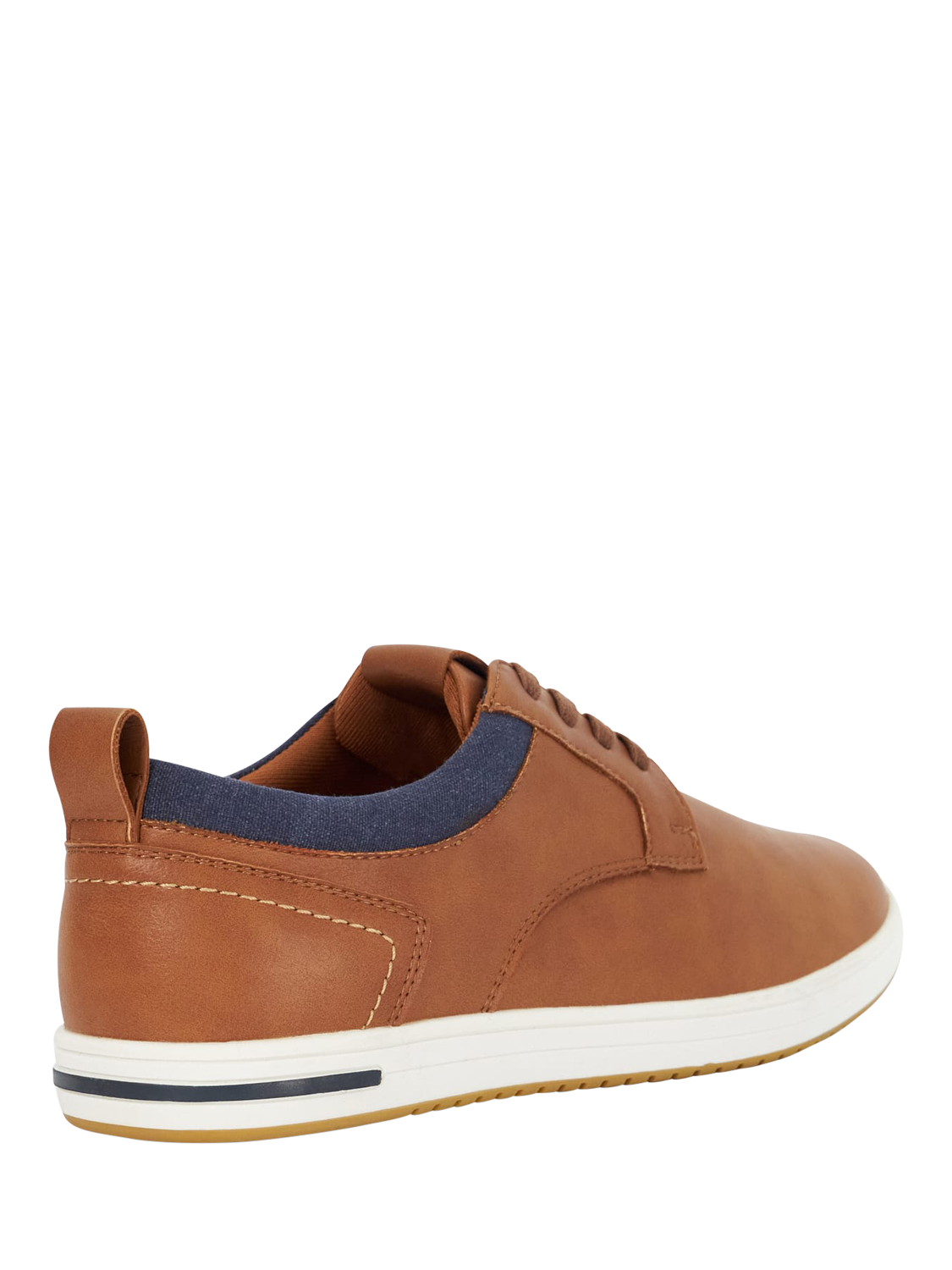 Product image 4 of 5, which shows Dune London Travels Wide Fit Lace-Up Trainers, Tan, 6