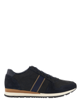 Dune London Treck Wide Fit Nubuck Trainers, Navy-Nubuck
