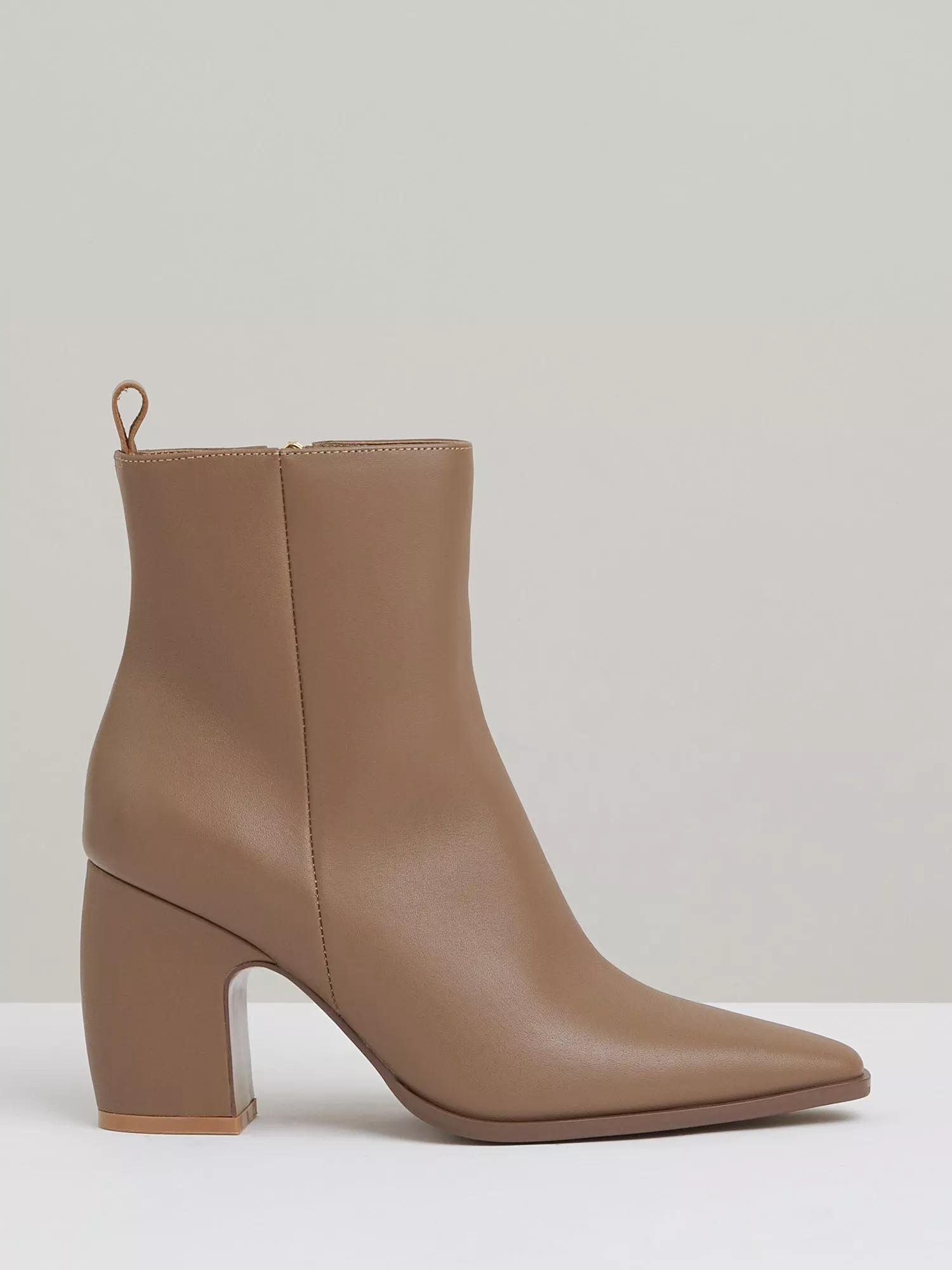 Taupe heeled ankle boots hotsell