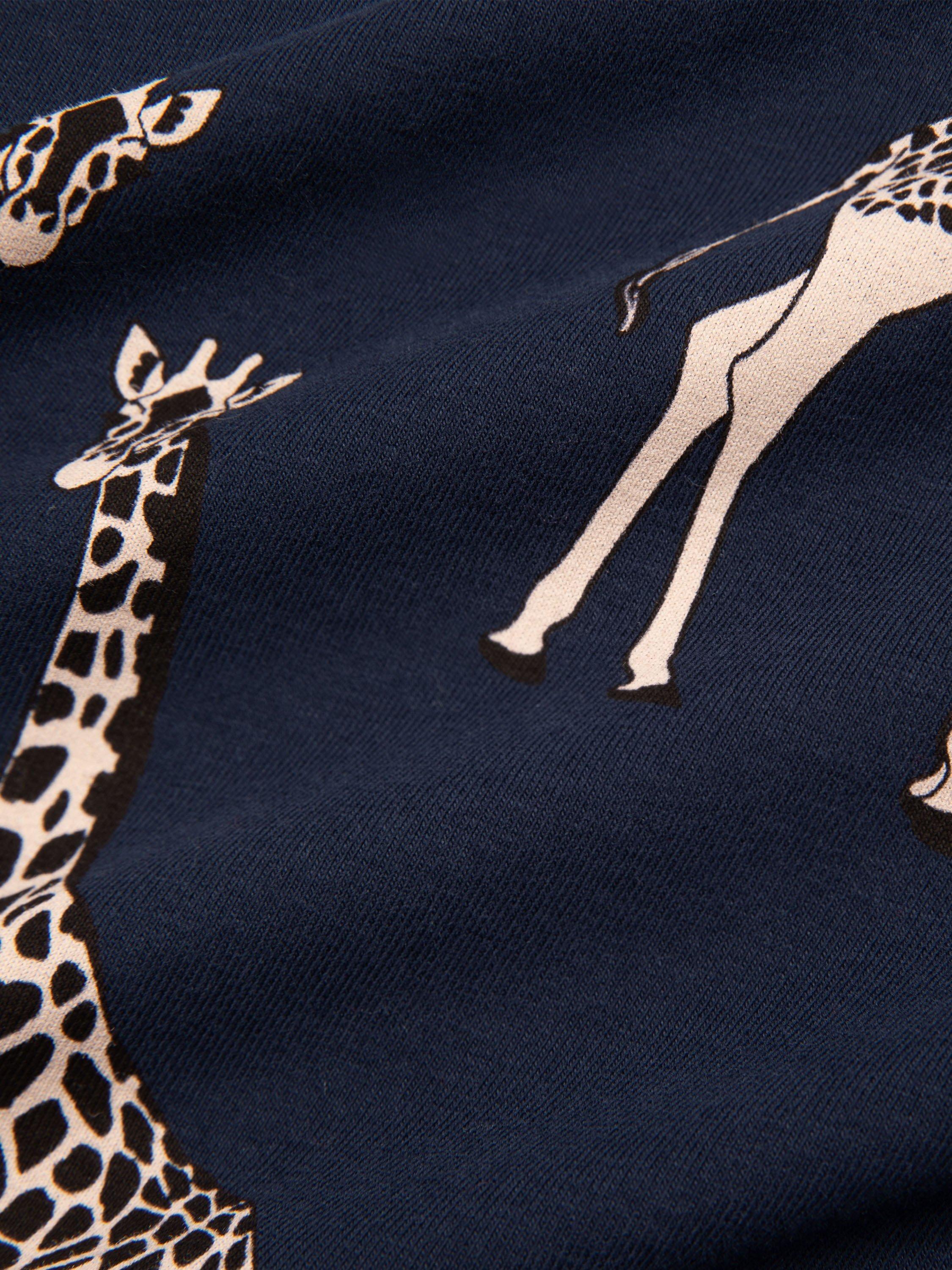Product image 3 of 3, which shows Chelsea Peers Kids' Organic Cotton Giraffe Print Pyjamas, Navy/Multi, 1-2 years