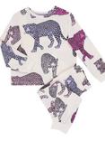 Chelsea Peers Kids' Leopard Pyjamas, Off White/Multi