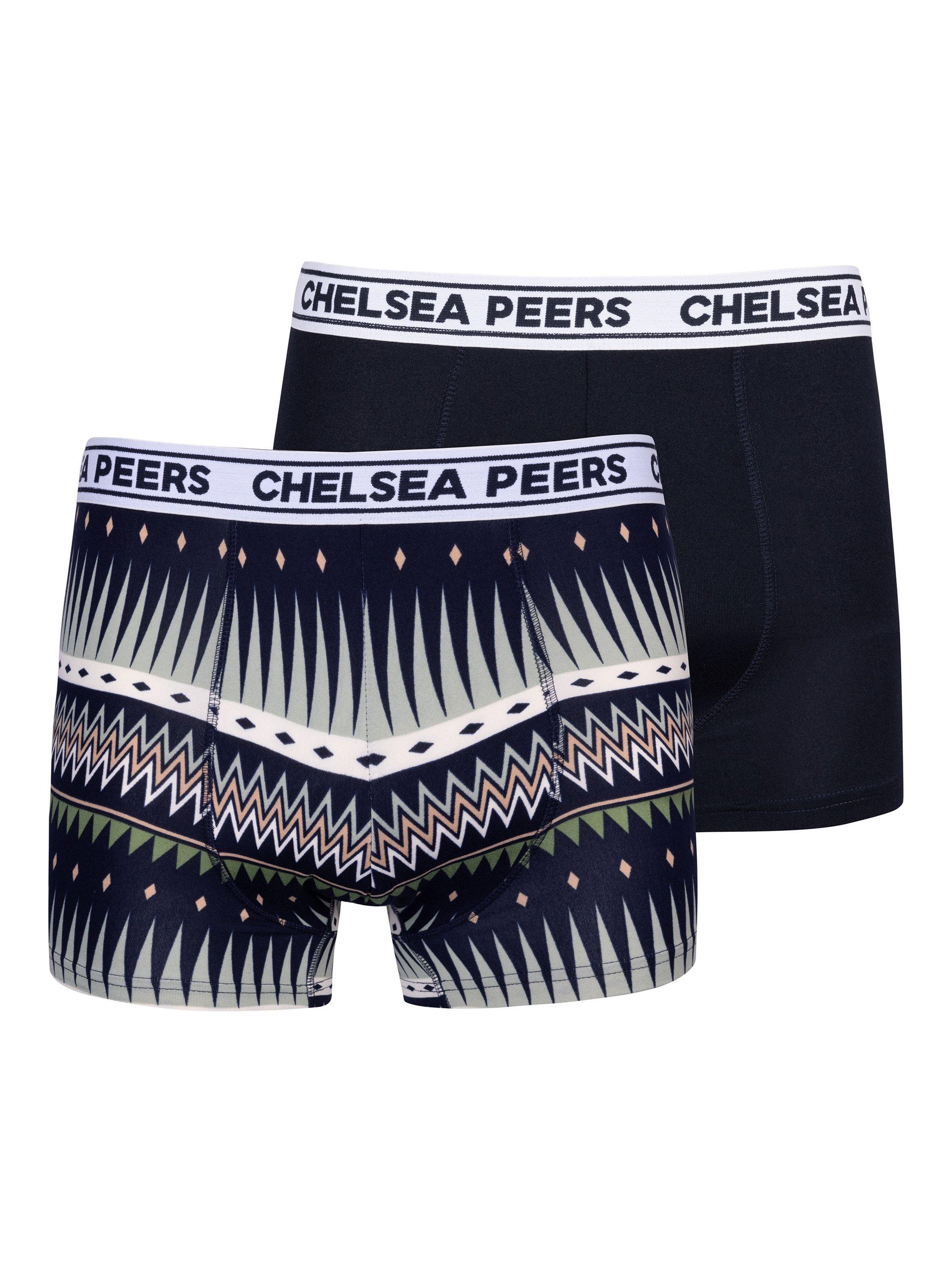 Product image 1 of 6, which shows Chelsea Peers Plain & Fairisle Boxer Shorts, Pack of 2, Multi, L
