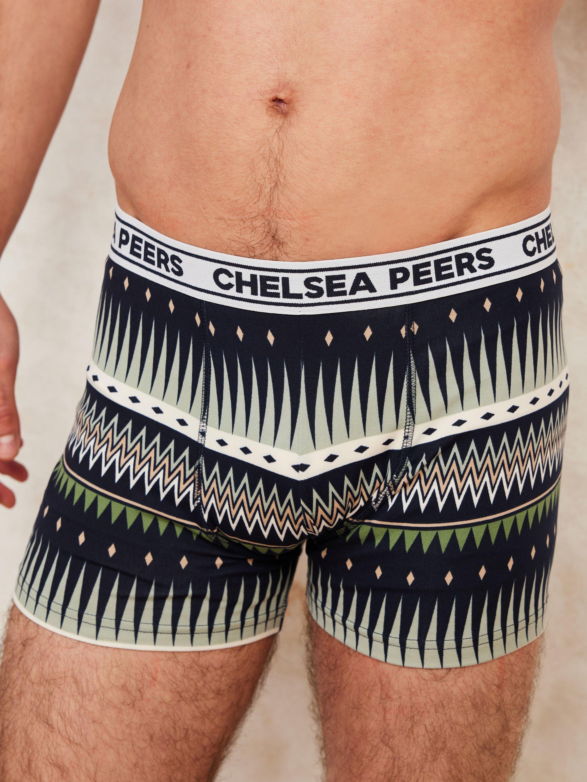 Product image 2 of 6, which shows Chelsea Peers Plain & Fairisle Boxer Shorts, Pack of 2, Multi, L