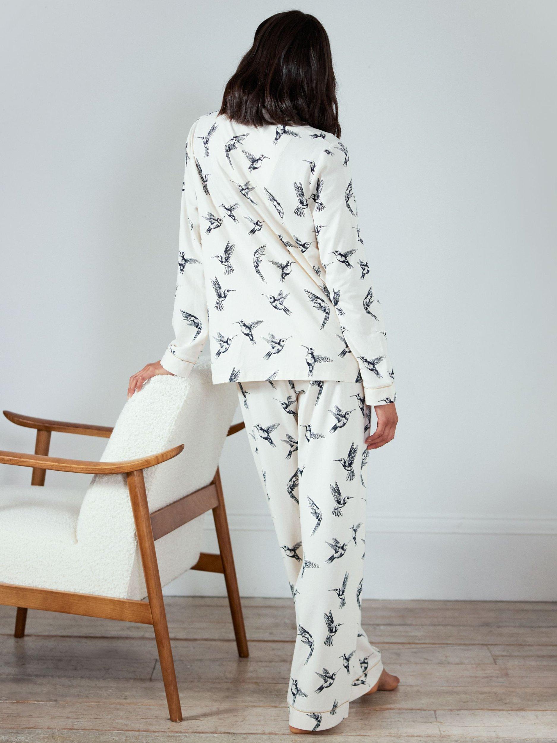 Product image 5 of 5, which shows Chelsea Peers Hummingbirds Organic Cotton Blend Maternity Pyjama Set, Off White, 6
