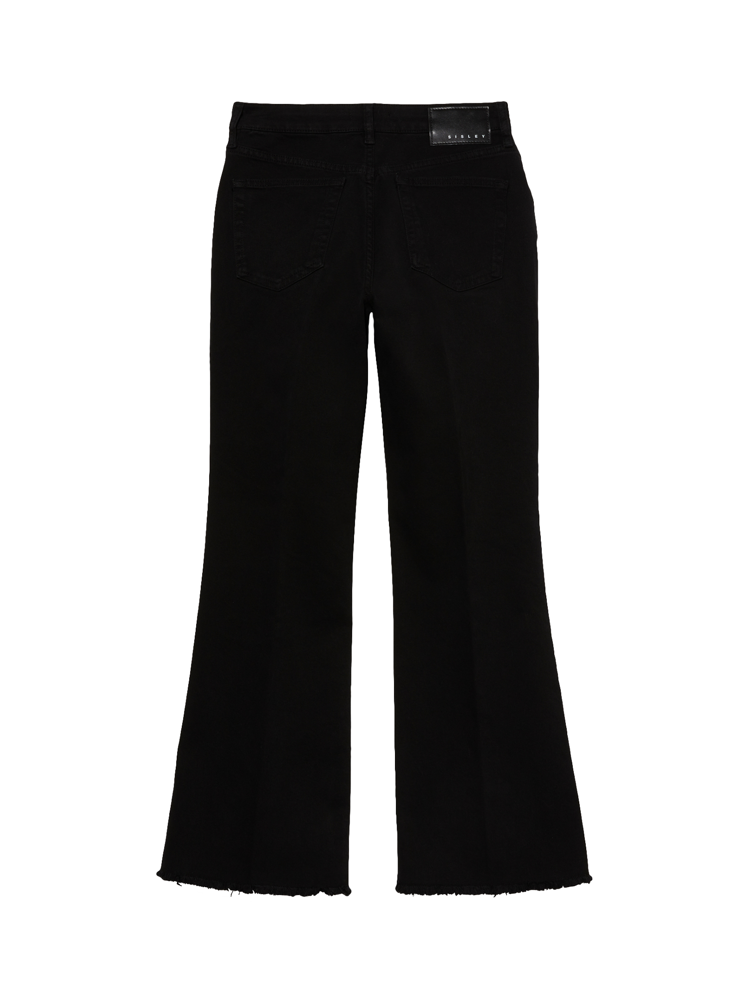 Product image 5 of 5, which shows SISLEY Flared Frayed Hem Jeans, Black, 26R