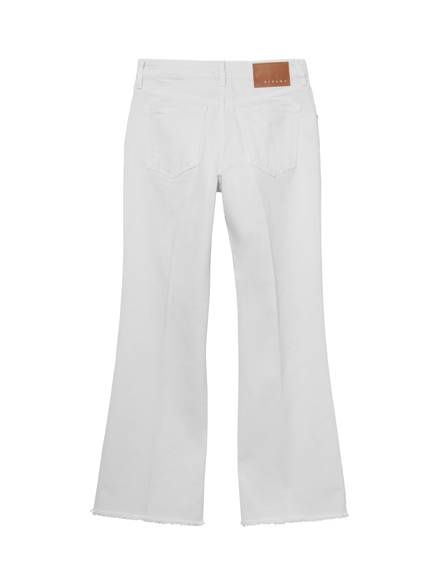 Product image 6 of 6, which shows SISLEY Flared Frayed Hem Jeans, Cream, 26R