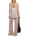 SISLEY Slits Linen Blend Wide Leg Trousers