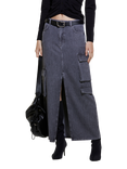 SISLEY Cargo Flap Denim Maxi Skirt