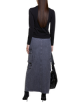 SISLEY Cargo Flap Denim Maxi Skirt