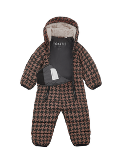 Toastie Baby Cloud Onesie Snowsuit - view 2, Toffee Houndstooth