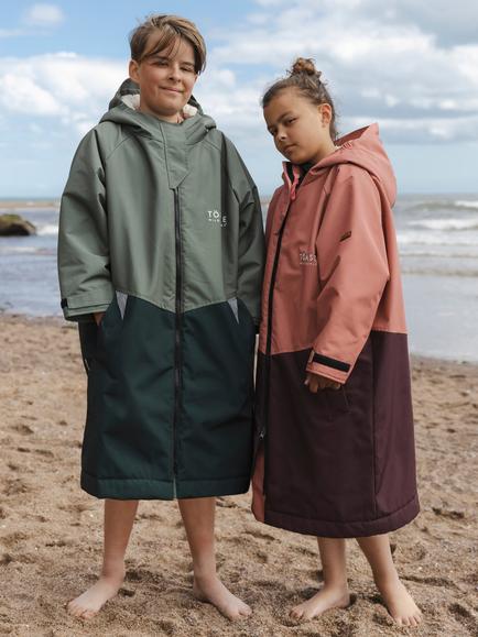 Toastie Kids' Waterproof Colour Block Changing Robe, Olive