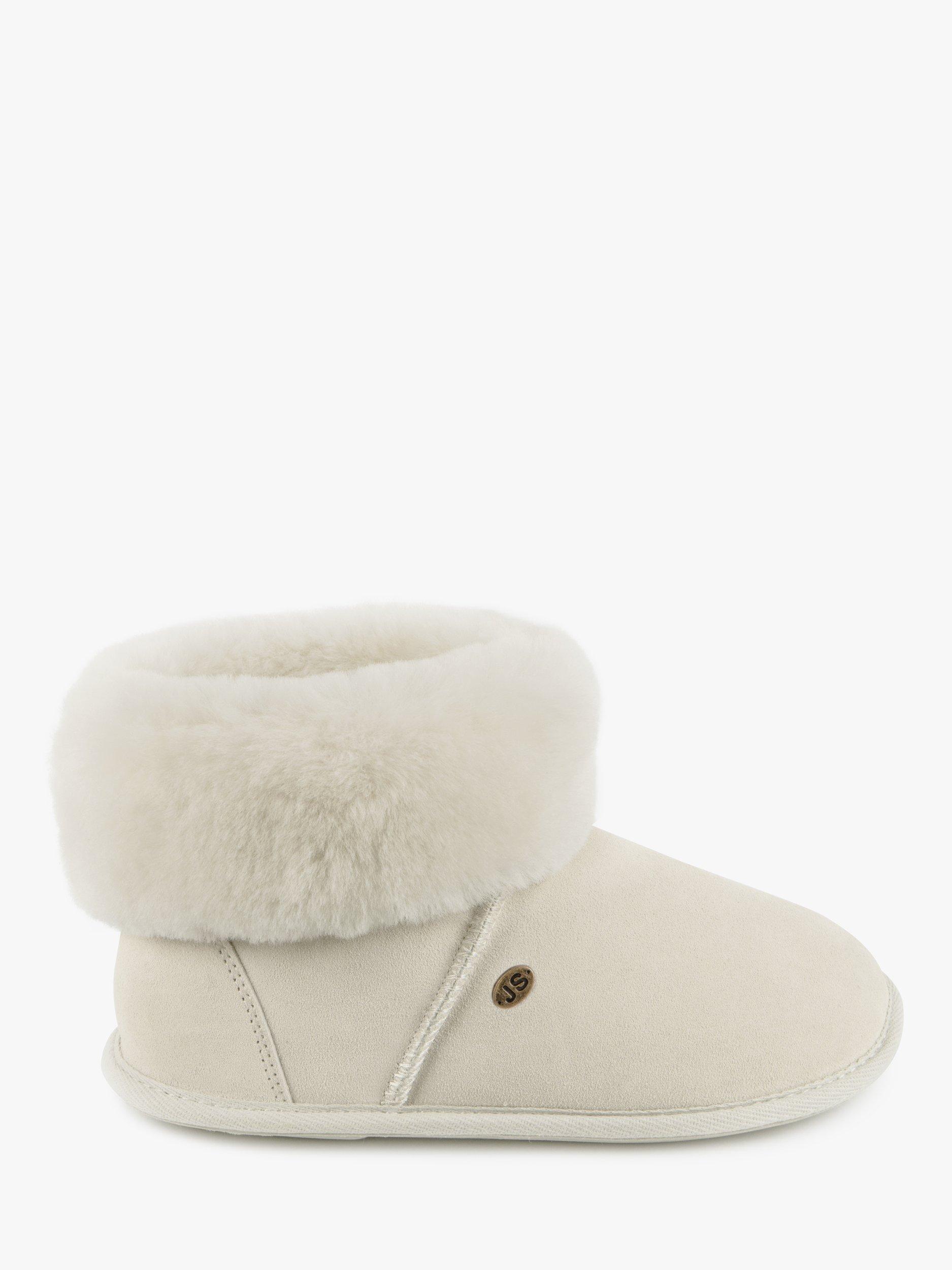 Product image 1 of 6, which shows Just Sheepskin Albery Suede Slipper Boots, Cream, 4