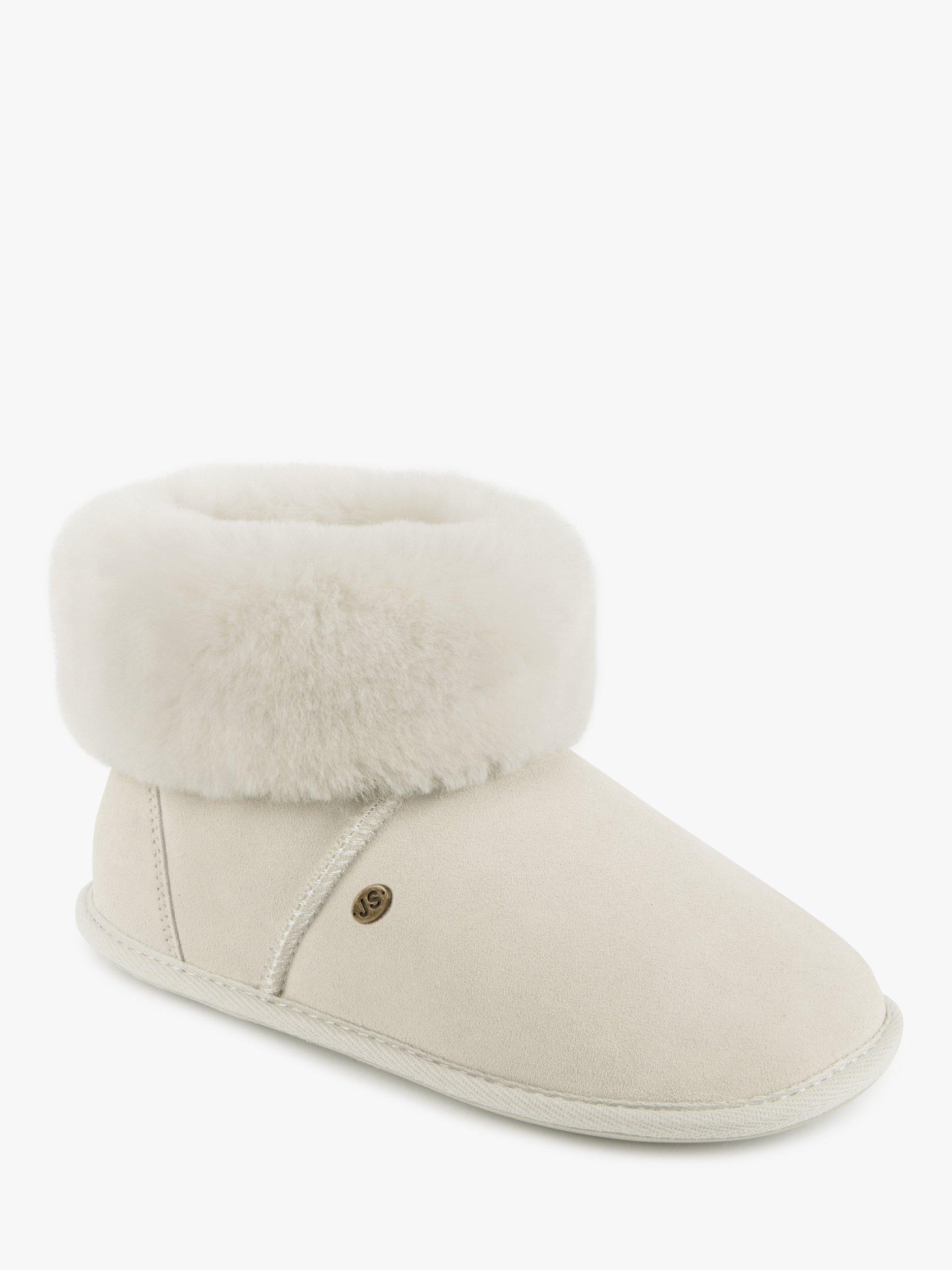 Product image 4 of 6, which shows Just Sheepskin Albery Suede Slipper Boots, Cream, 4
