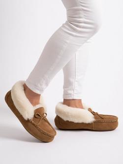 Just Sheepskin Francesca Sheepskin Moccasin Slippers, Chestnut - view 2, Chestnut
