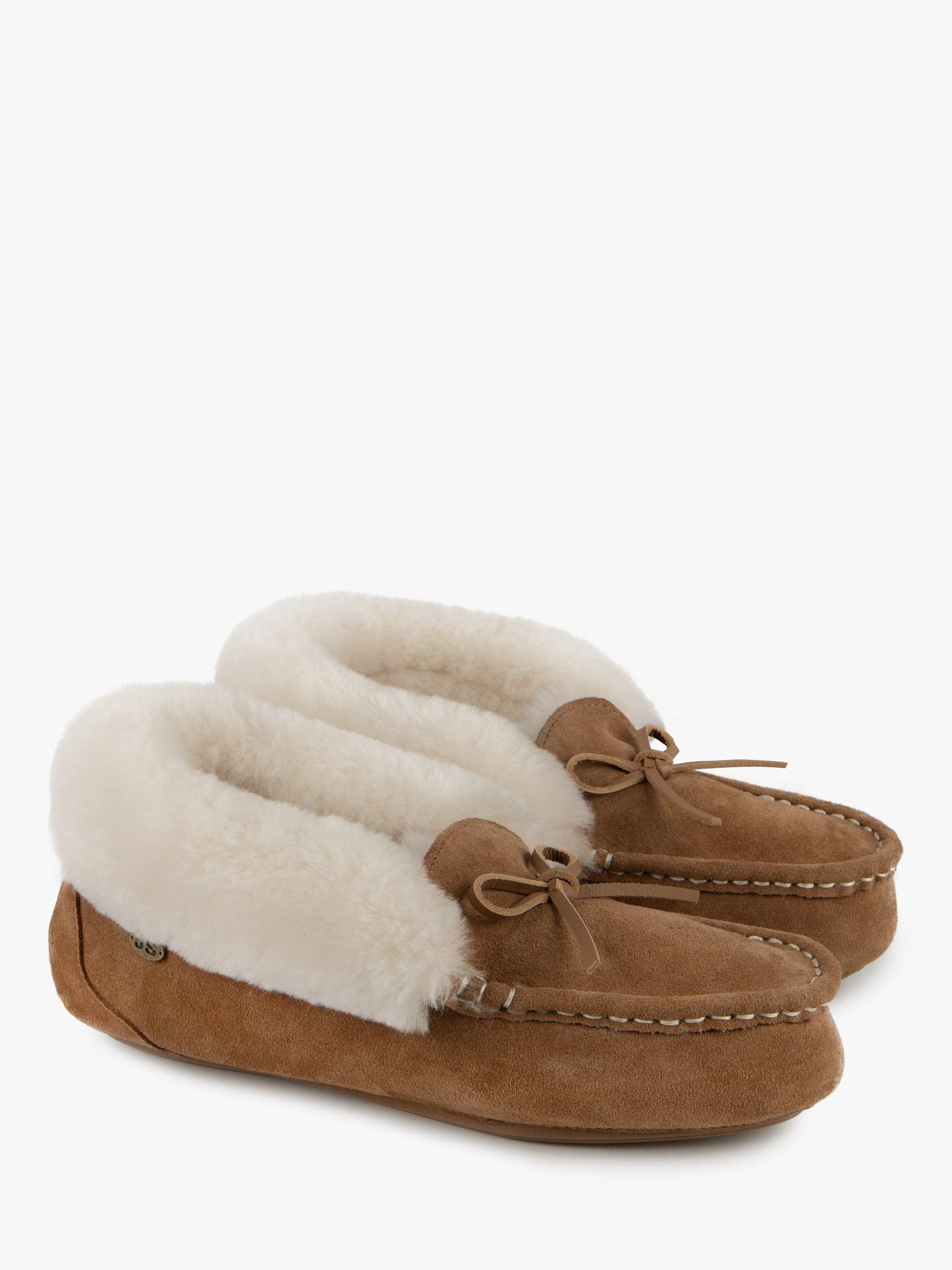 Product image 3 of 6, which shows Just Sheepskin Francesca Sheepskin Moccasin Slippers, Chestnut, 4