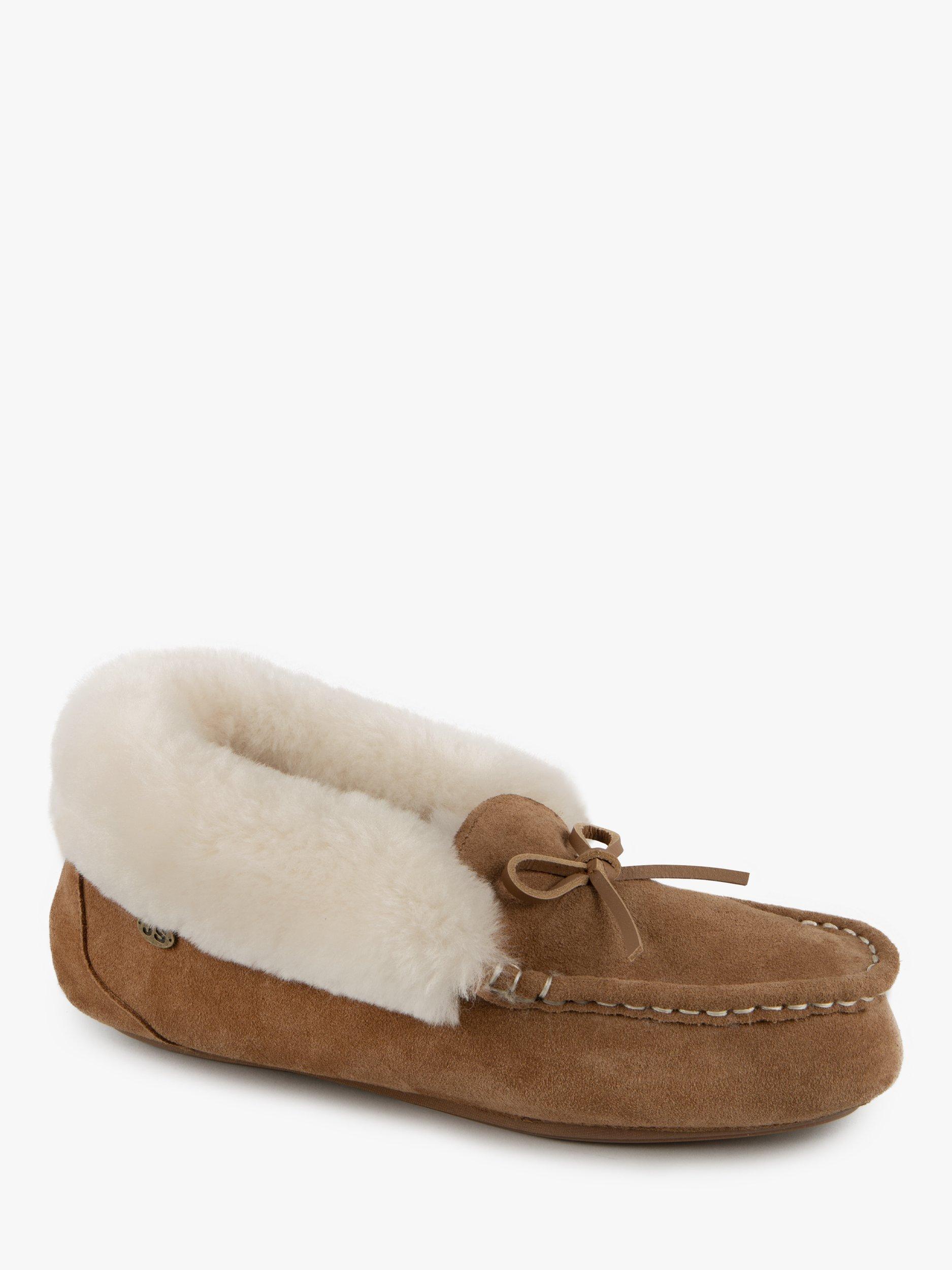 Product image 4 of 6, which shows Just Sheepskin Francesca Sheepskin Moccasin Slippers, Chestnut, 4