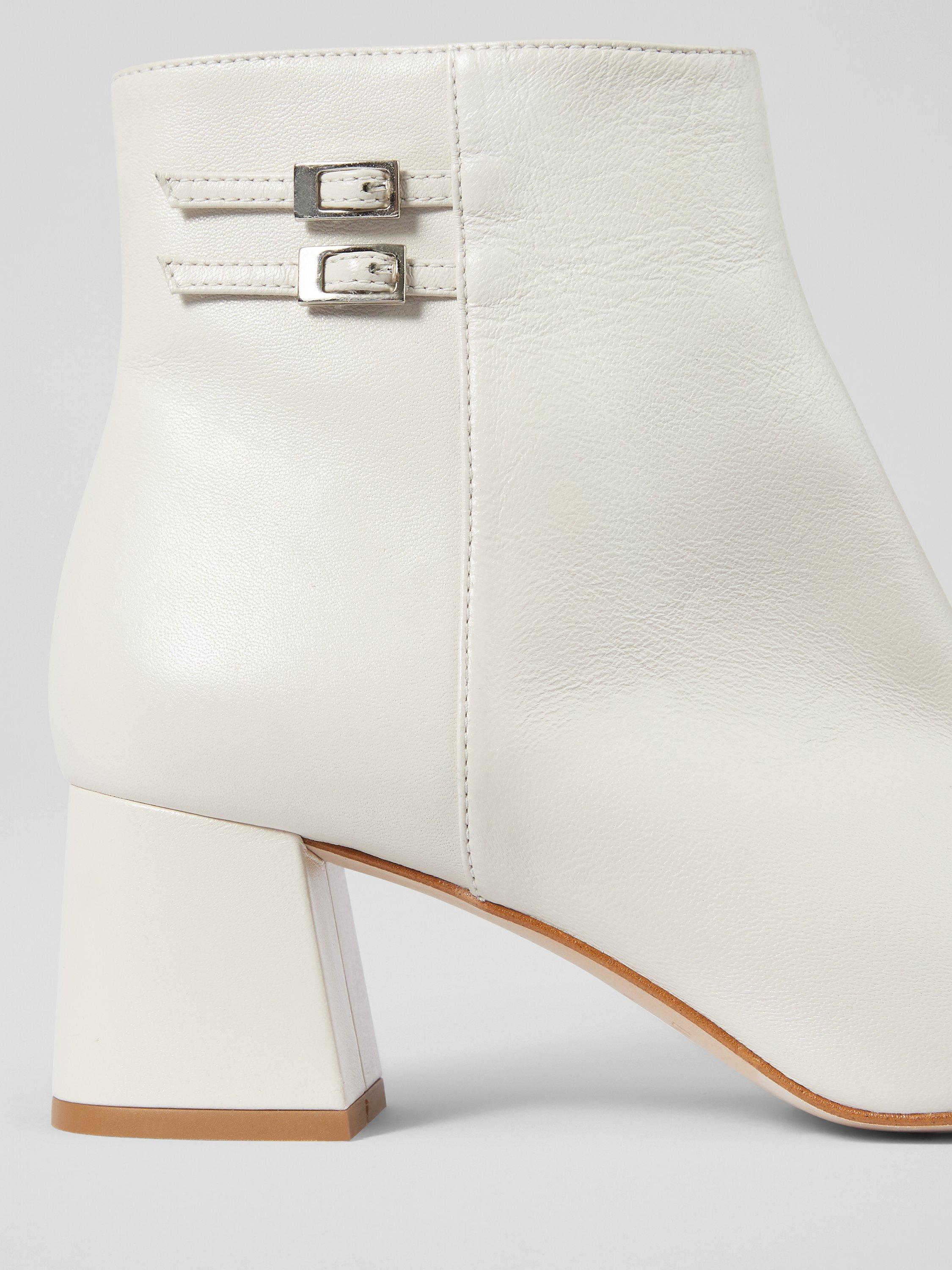 L.K.Bennett Missy Leather Ankle Boots Cream