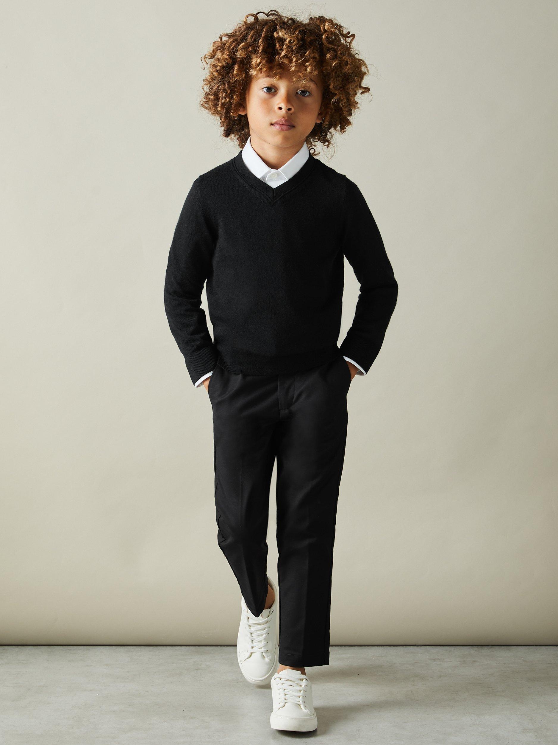 Product image 1 of 4, which shows Reiss Kids' Earl Wool Jumper, Black, 4-5 years