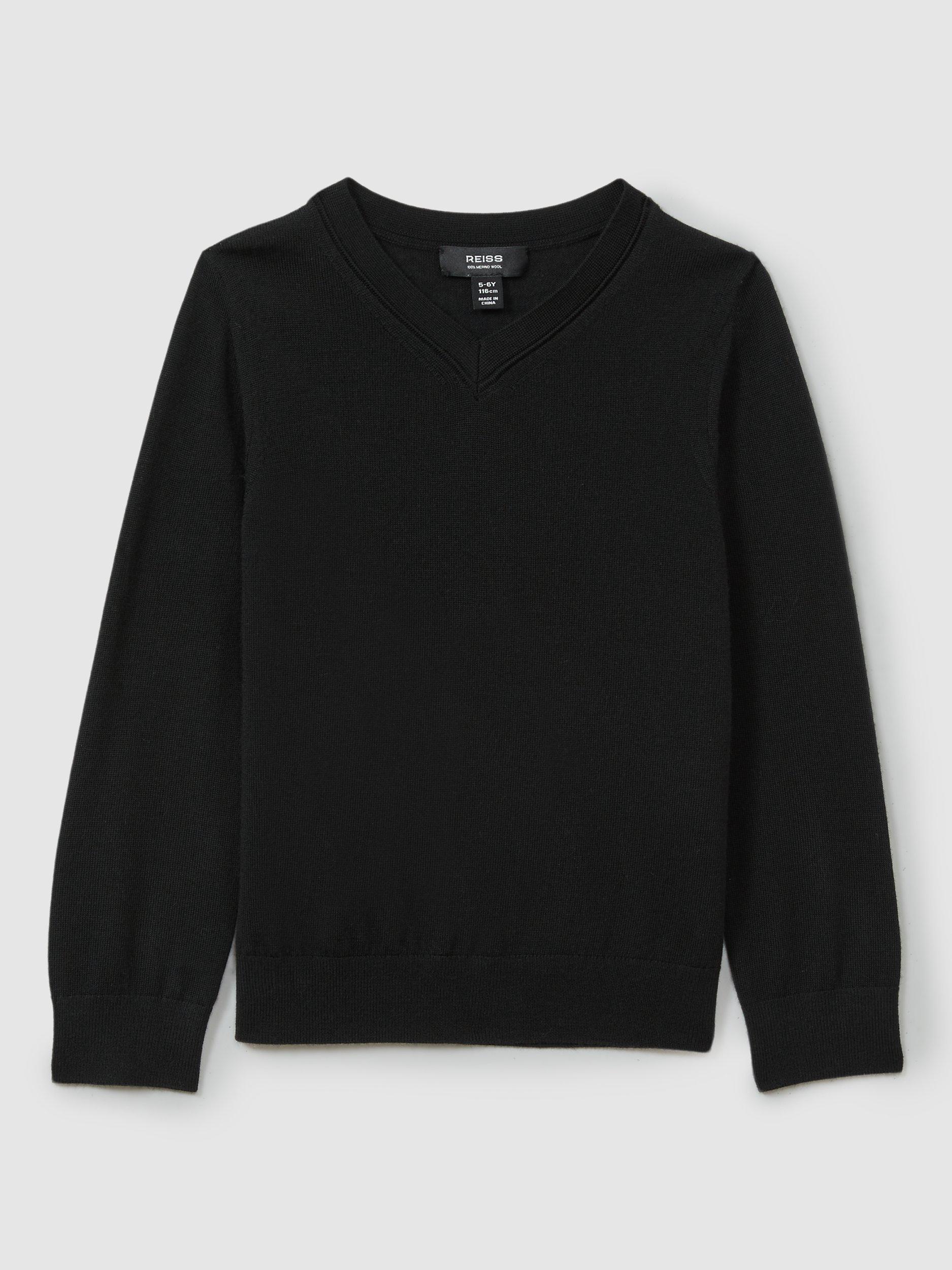 Product image 2 of 4, which shows Reiss Kids' Earl Wool Jumper, Black, 4-5 years