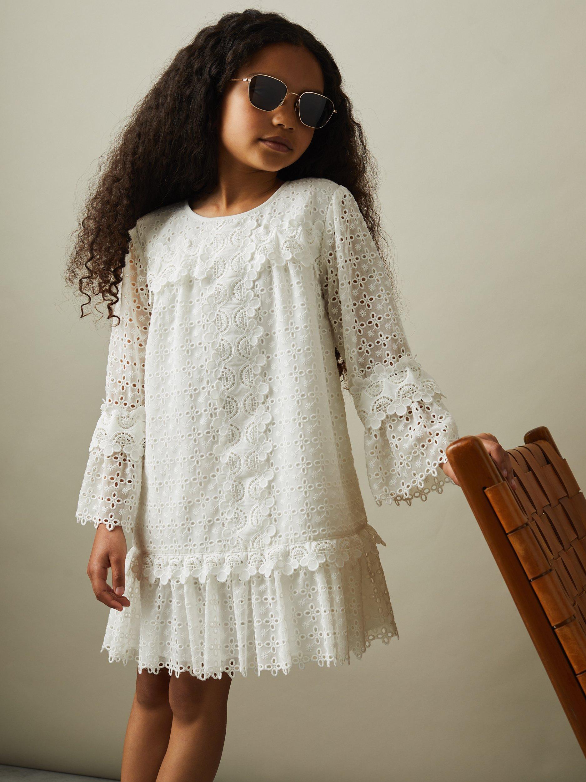 John lewis girls white dress best sale