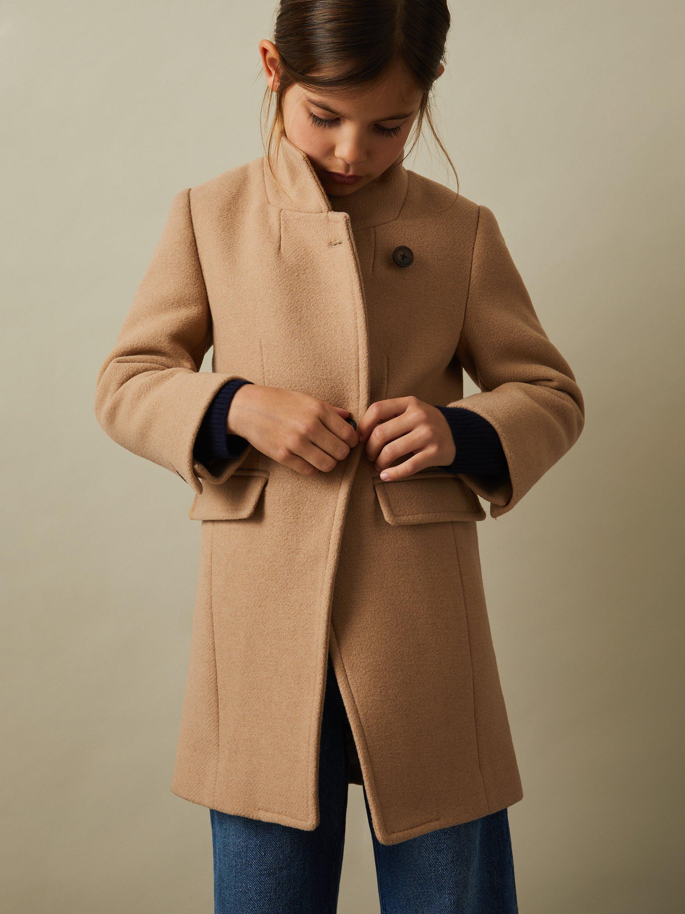 Reiss Kids Maude Wool Blend Coat Camel