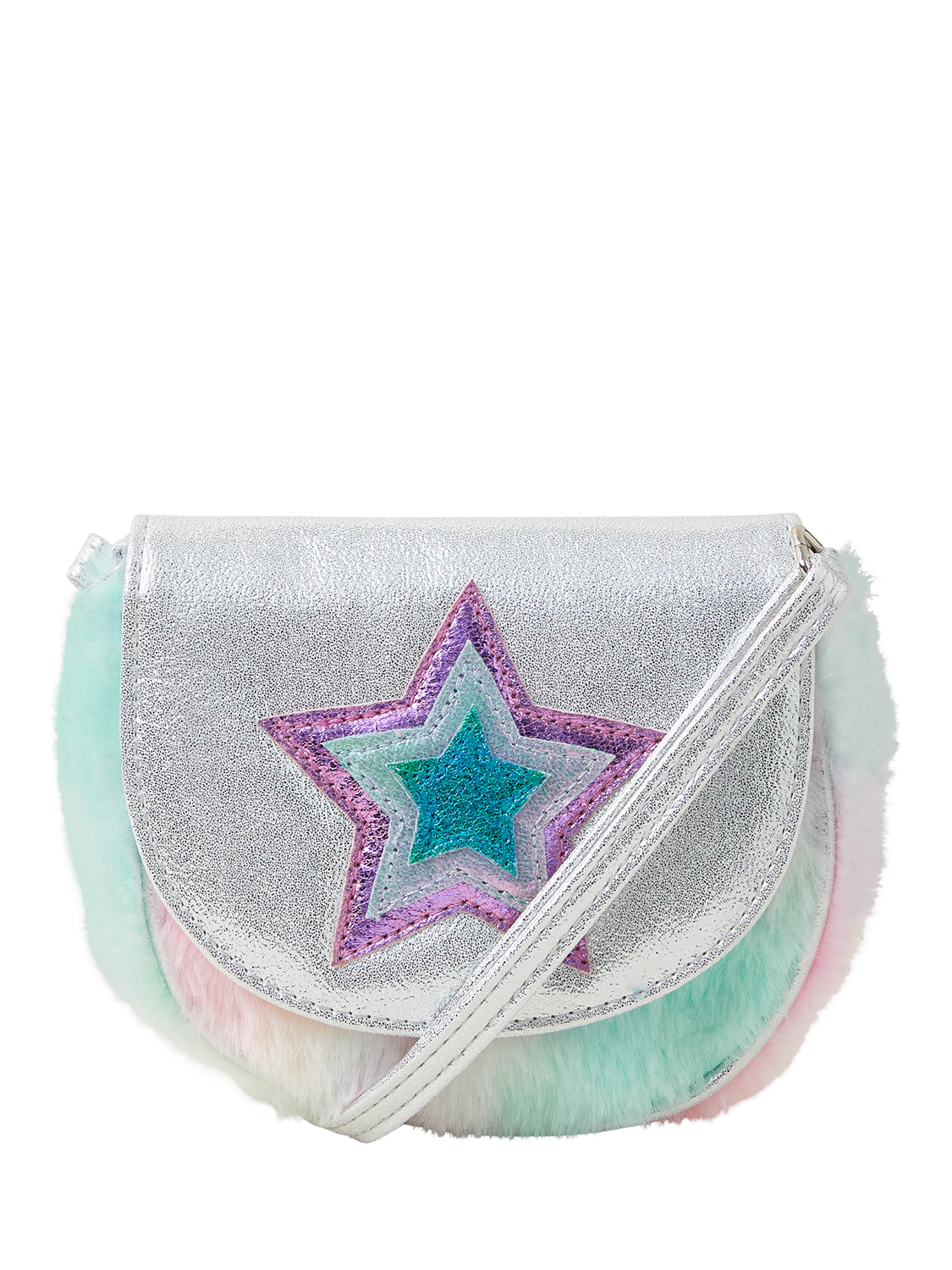 Angels by Accessorize Kids' Star Fluffy Cross Body Bag, Pink