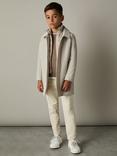 Reiss Kids' Logan Hybrid Removable Gilet Gabardine Coat, Stone